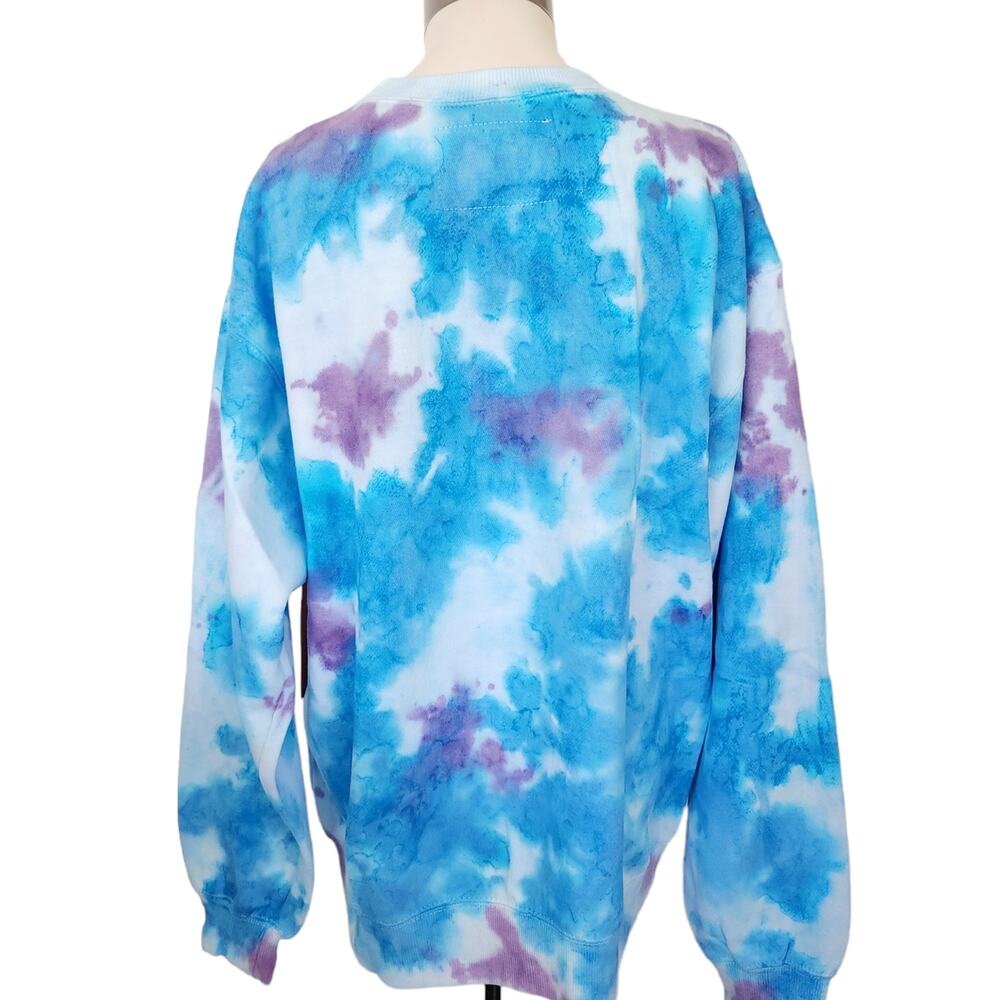 LA DETRESSE Mania Obsessive pullover tie dye sweatshirt blue purple Size M NEW - Picture 2 of 6